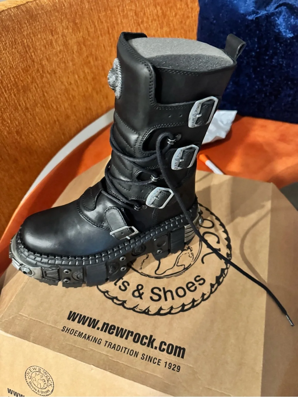 New Rock leather thick sole boots